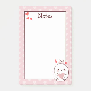 Notas Post-it® Corazón de conejito lindo