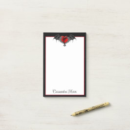 Notas Post-it® Corazón de gótico con alas de murciélago