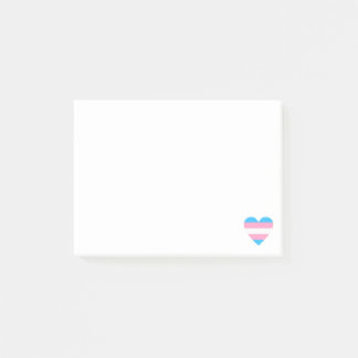 Notas Post-it® Corazón de la bandera transgénero