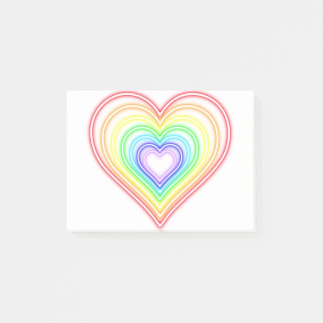 Notas Post-it® Corazón de neón - arco iris (Anverso)
