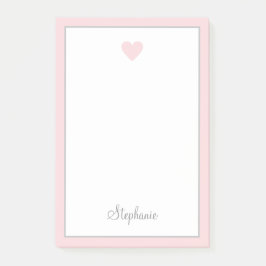 Notas Post-it® Corazón de Rubor rosado y escritura moderna de bor