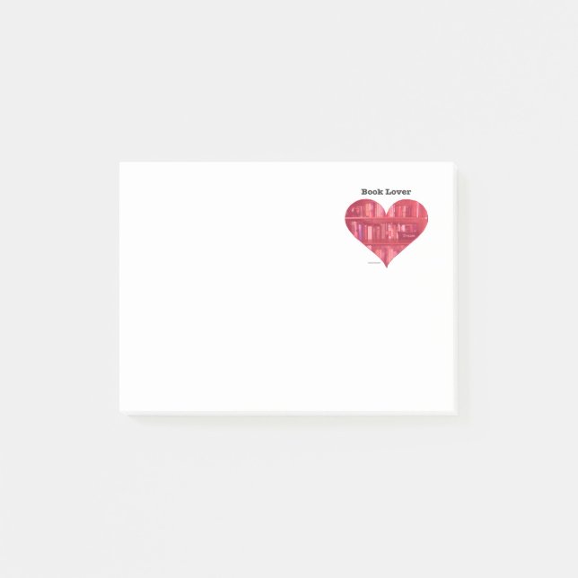 Notas Post-it® Corazón del aficionado a los libros (Anverso)