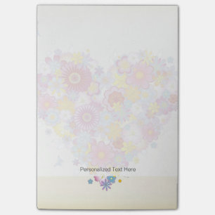 Notas Post-it® Corazón floral con las mariposas