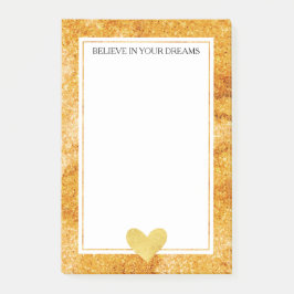 Notas Post-it® Corazón Glitz Gold