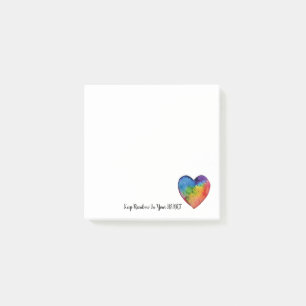 Notas Post-it® Corazón lindo del arco iris de la acuarela