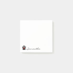 Notas Post-it® Corazón negro del rojo de la impresión de la pat