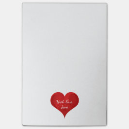 Notas Post-it® Corazón rojo lindo con nombre de la tarjeta del