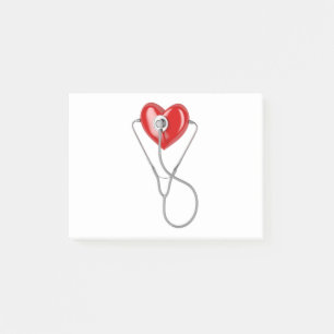 Notas Post-it® Corazón rojo y un estetoscopio