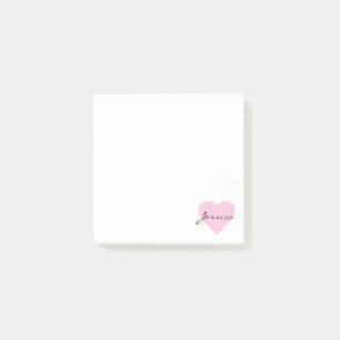Notas Post-it® Corazón rosado lindo personalizado