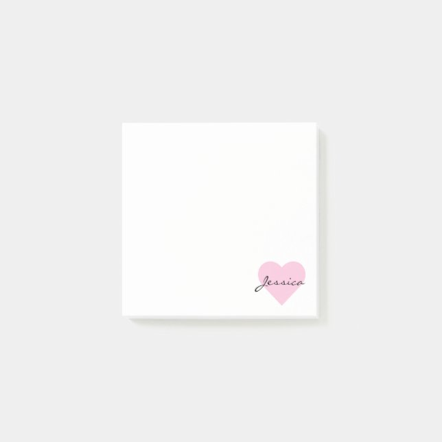 Notas Post-it® Corazón rosado lindo personalizado (Anverso)
