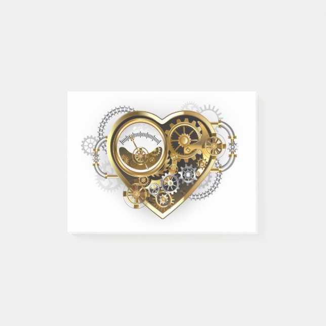 Notas Post-it® Corazón Steampunk con un Manómetro (Anverso)