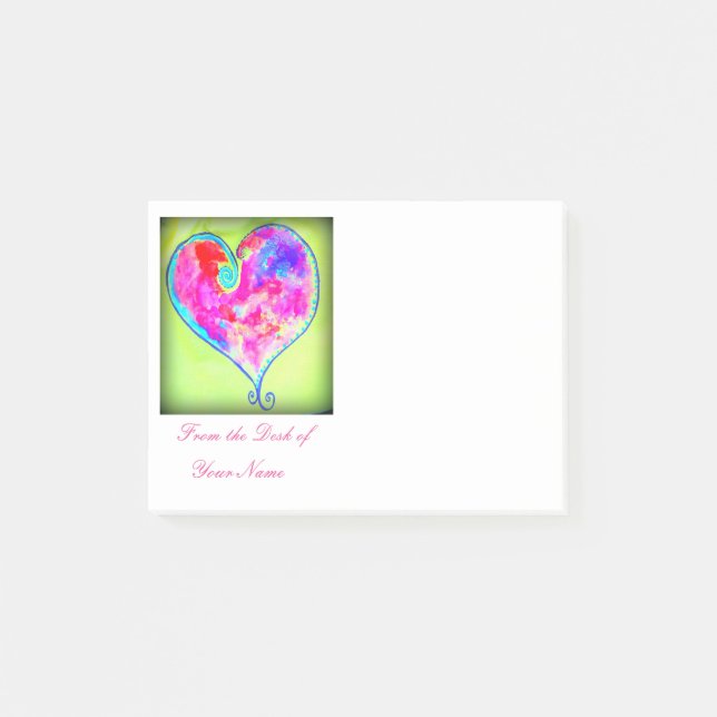 Notas Post-it® corazón swirly rosado (Anverso)