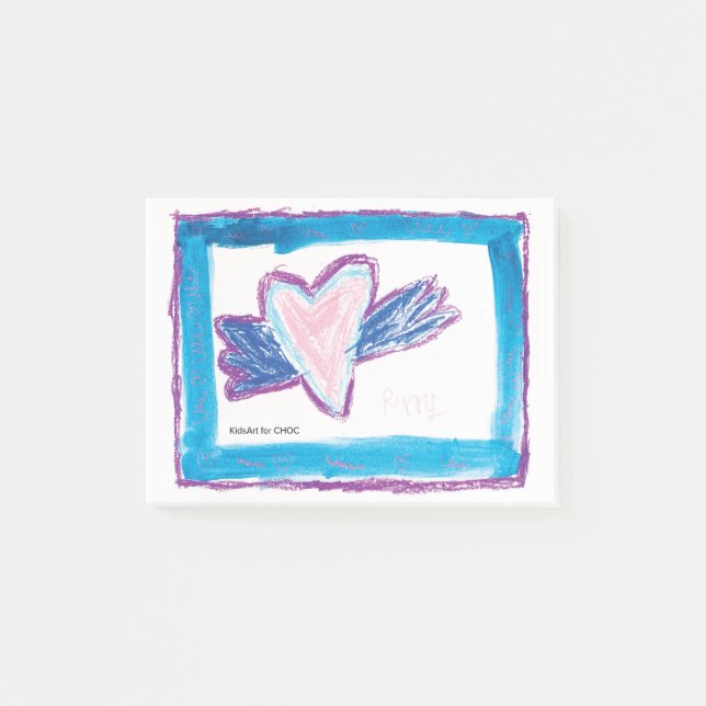 Notas Post-it® Corazón Volador - Arte Infantil para CHOC (Anverso)