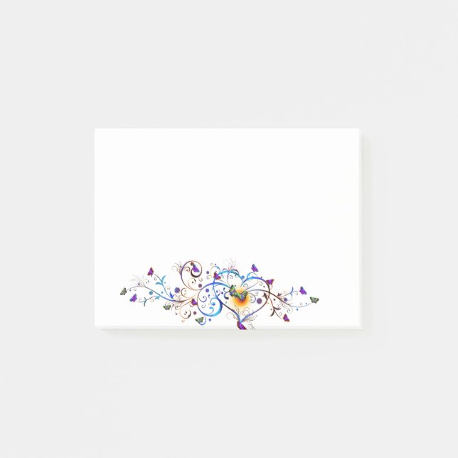 Notas Post-it® Corazón y mariposas (Anverso)