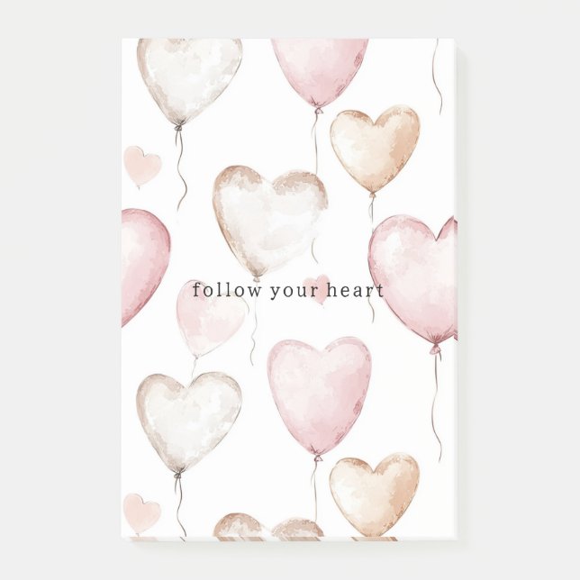 Notas Post-it® Corazones de crema rosa (Anverso)