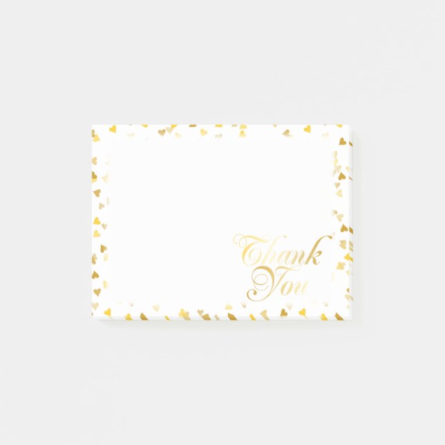 Notas Post-it® Corazones de Oro Gracias (Anverso)
