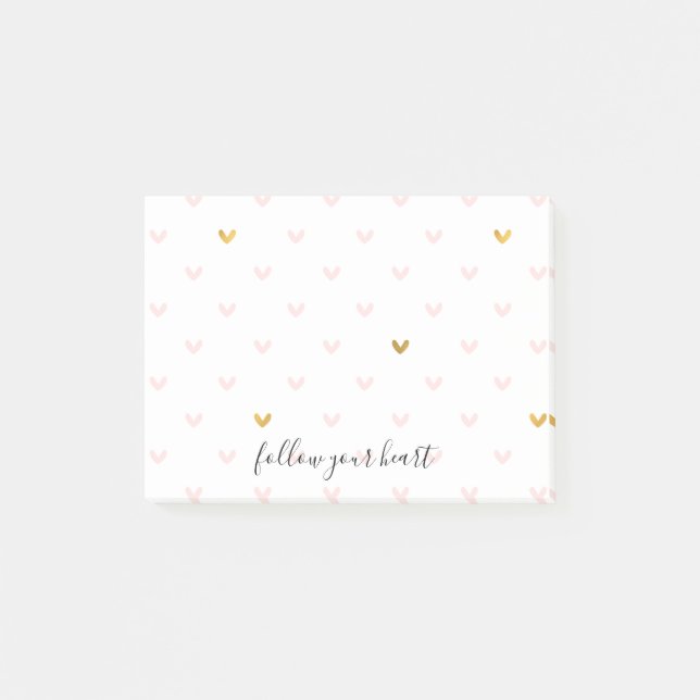 Notas Post-it® Corazones de oro rosado de Rubor (Anverso)