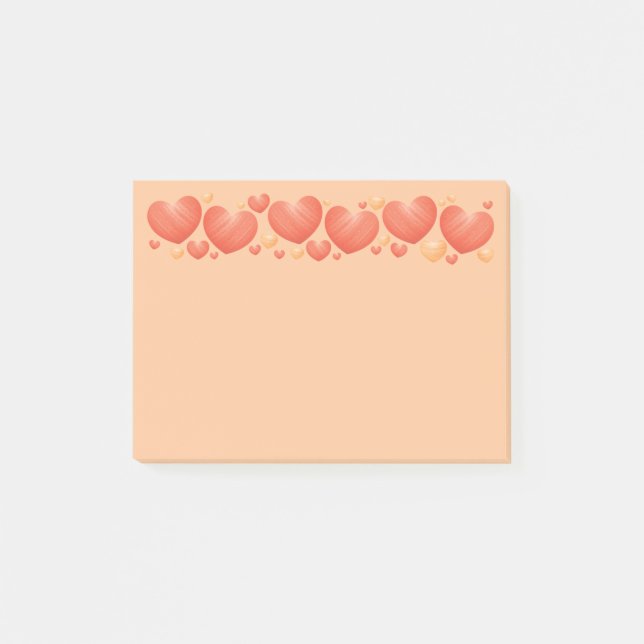 Notas Post-it® Corazones Naranjas de Tamaño Aleatorio (Anverso)