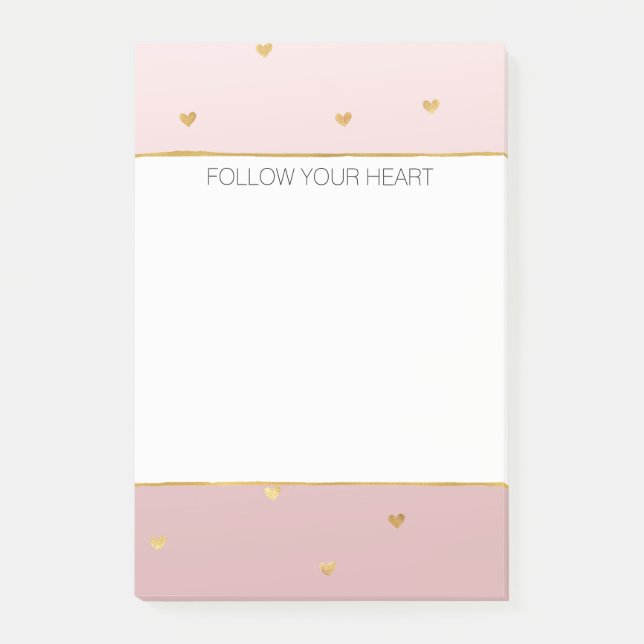 Notas Post-it® Corazones Ombre Rosa Rubor Gold (Anverso)