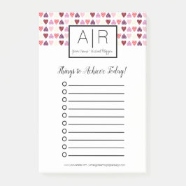Notas Post-it® Corazones Patrón Pequeño Día de San Valentín