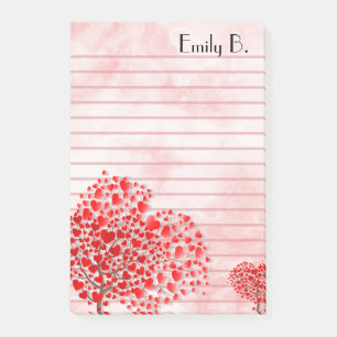 Notas Post-it® Corazones personalizados alineados