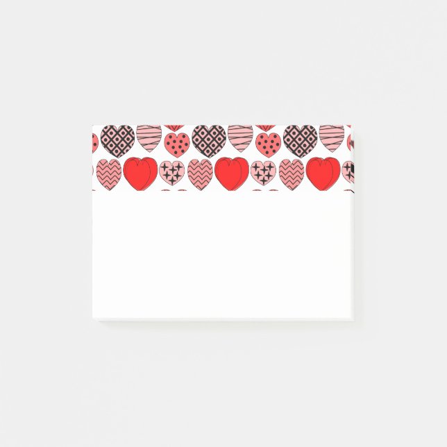 Notas Post-it® Corazones repetitivos (Anverso)