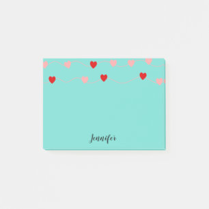 Notas Post-it® Corazones Rojos De Color Rosa Cortado En Cadena Pe