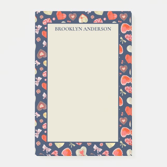 Notas Post-it® Corazones románticos (Anverso)