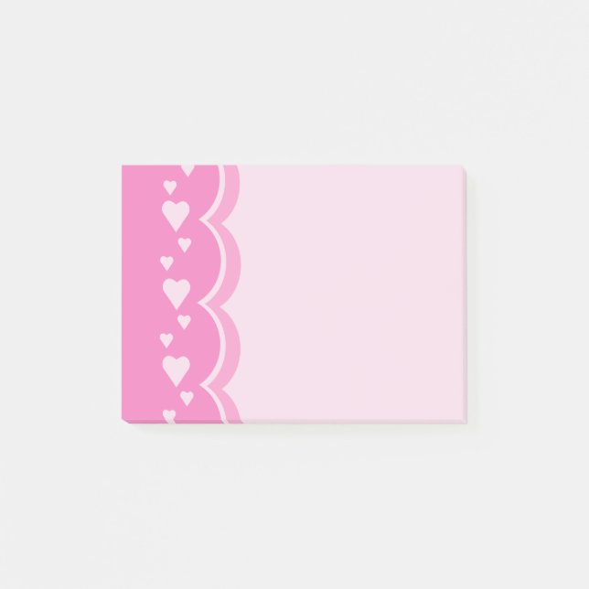 Notas Post-it® Corazones rosados (Anverso)