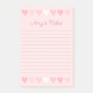 Notas Post-it® Corazones rosados dulces
