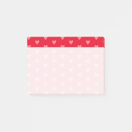 Notas Post-it® Corazones rosados sobre rojo con área de escritura