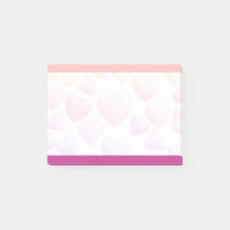 Notas Post-it® Corazones rosas y morados en 3m personalizadas