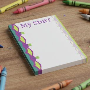 Notas Post-it® Corazones Verde Lima con Morado