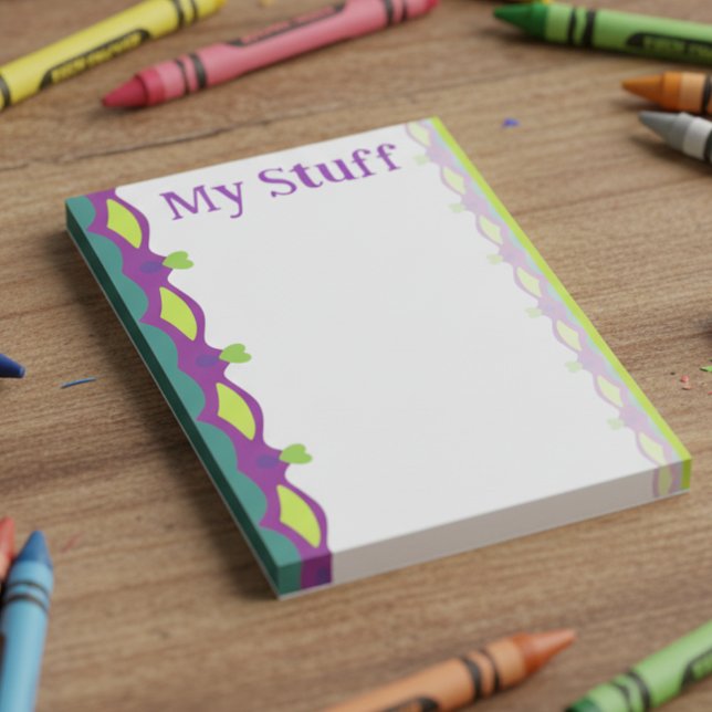 Notas Post-it® Corazones Verde Lima con Morado (Cute and adorably fun for the young at heart. Bright colors and lime green hearts.)