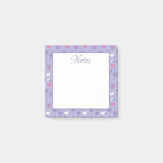 Notas Post-it® Corazones y amor (Anverso)