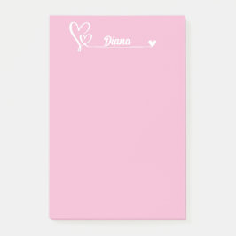 Notas Post-it® Corazones y nombre personalizado, sencillo y perso