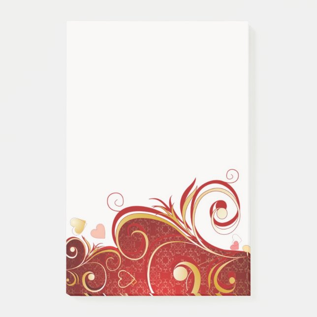 Notas Post-it® Corazones y Remolinos (Anverso)