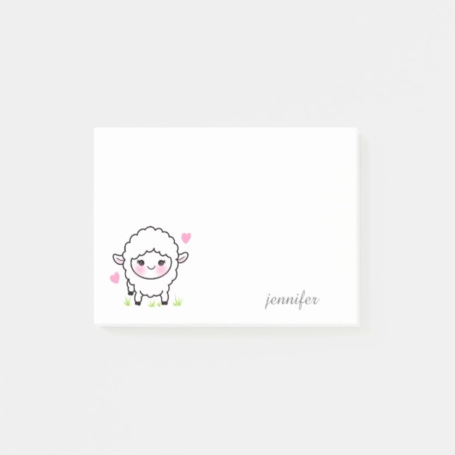 Notas Post-it® Cordero animal de granja (Anverso)