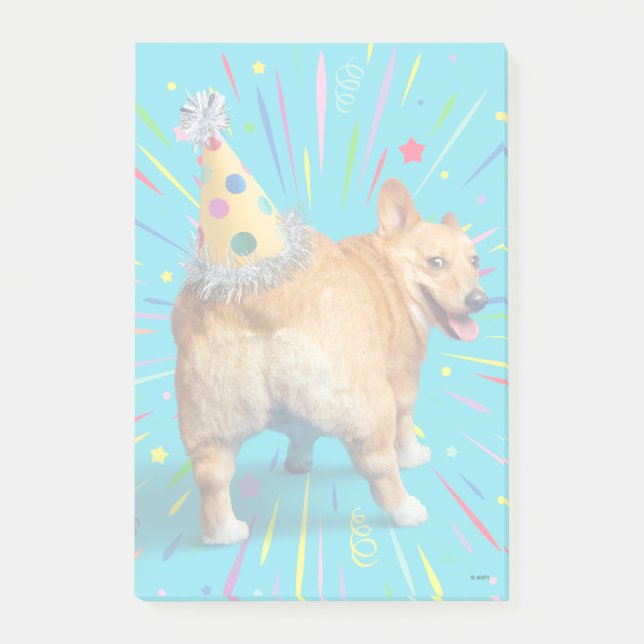 Notas Post-it® Corgi Butt Birthday Hat (Anverso)