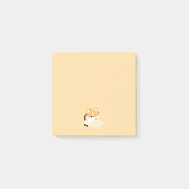 Notas Post-it® Corgi cansado adorable (Anverso)