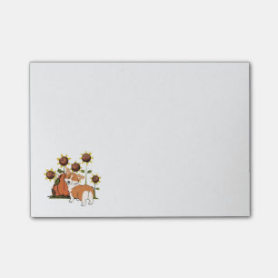 Notas Post-it® Corgi Galés con los girasoles