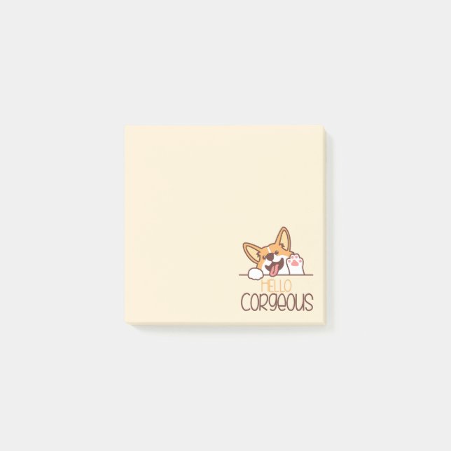 Notas Post-it® Corgi Perro Hola Adorable (Anverso)