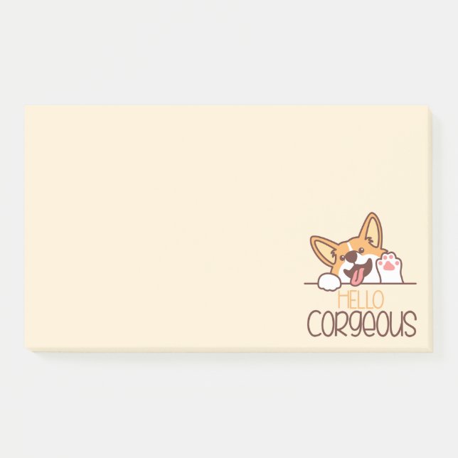 Notas Post-it® Corgi Perro Hola Adorable (Anverso)