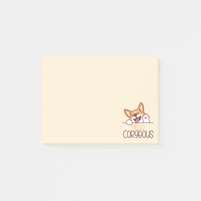 Notas Post-it® Corgi Perro Hola Adorable (Anverso)