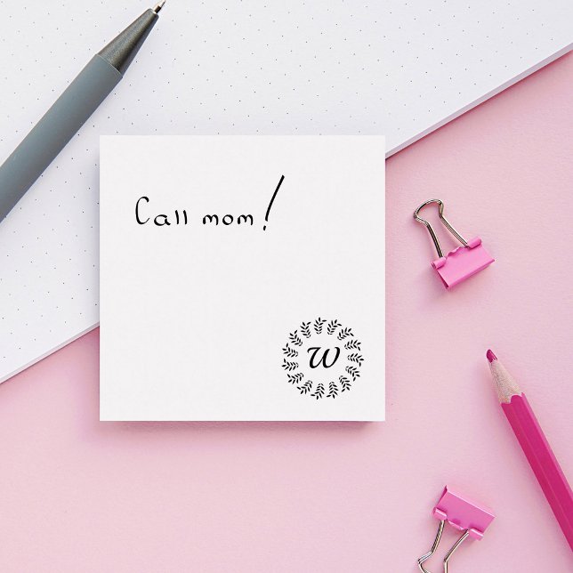 Notas Post-it® Corona de laurel negra monogramada (Subido por el creador)