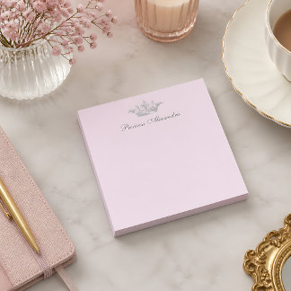 Notas Post-it® Corona de princesa vintage rosa y gris nombre pers
