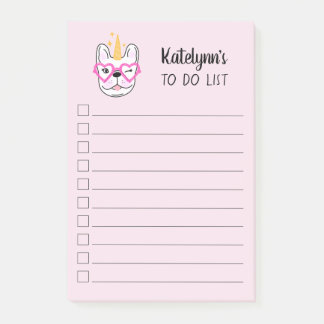 Notas Post-it® Corta Unicornio| Rosa| Personalizado