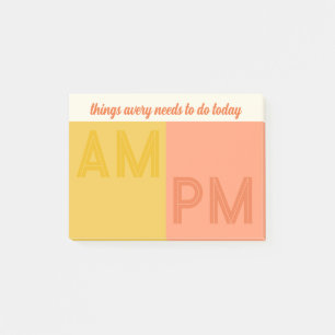 Notas Post-it® Cosas amarillas y melocotón para hacer hoy AM / PM