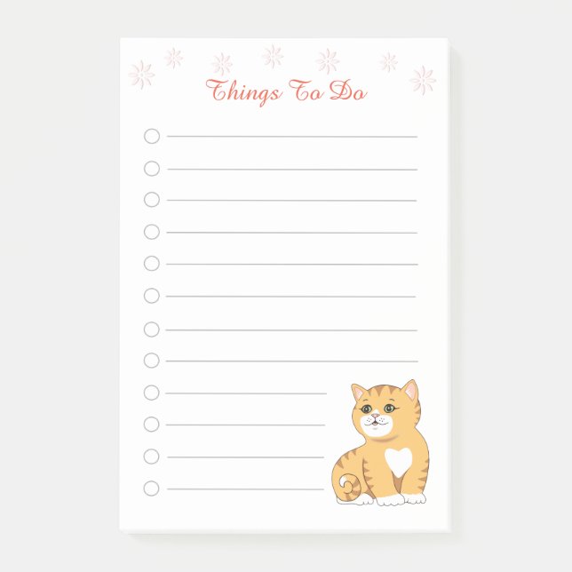 Notas Post-it® Cosas De Ginger Kitty Cat Para Hacer (Anverso)