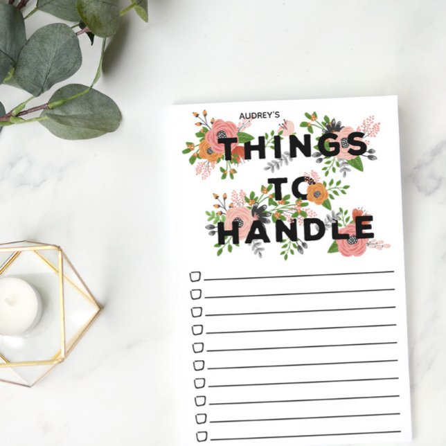 Notas Post-it® Cosas florales rosas a manejar - Nombre de la casi (Subido por el creador)